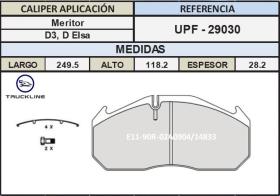 TRUCKLINE UPF29030 - JGO PASTILLAS FRENO TRUCKLINE MAN MERITOR D3/D-ELSA1