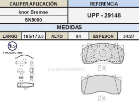 TRUCKLINE UPF29148 - JGO PASTILLAS FRENO TRUCKLINE MAN TGL, MB ATEGO KB SB/SN5