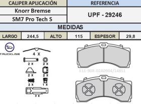 TRUCKLINE UPF29246 - JGO PASTILLAS FRENO TRUCKLINE MB KNORR SM7