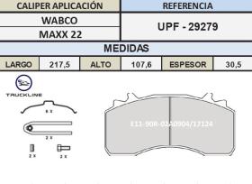 TRUCKLINE UPF29279 - JGO PASTILLAS FRENO TRUCKLINE MAN WABCO MAXX 22