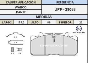 TRUCKLINE UPF29088 - JGO PASTILLAS TRUCKLINE WABCO PAN17