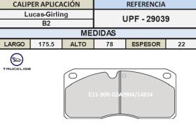 TRUCKLINE UPF29039 - JGO PASTILLAS FRENO TRUCKLINE IVECO/NISSAN/RVI/VOLVO