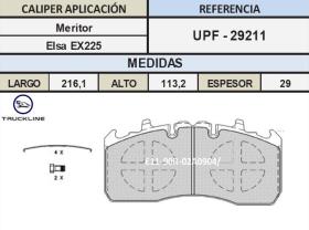 TRUCKLINE UPF29211 - JGO PASTILLAS FRENO TRUCKLINE MERITOR ELSA 225L