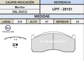 TRUCKLINE UPF29151 - JGO PASTILLAS FRENO TRUCKLINE MERITOR DLE-DUCO